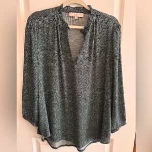 Loft Blue & Green Patterned Top